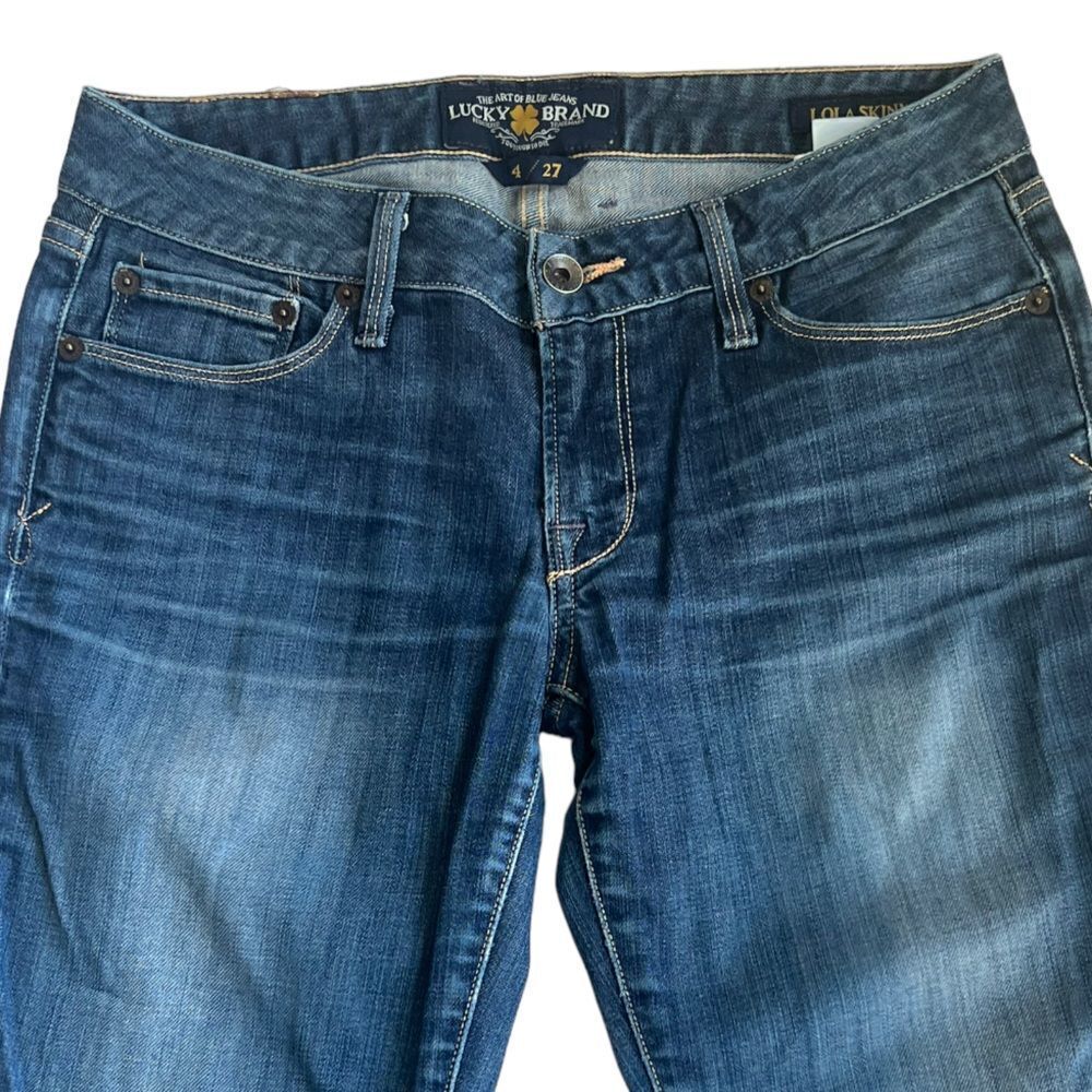 Lucky Brand Lolita Skinny Low Rise Medium Rinse Distressed Jeans sz 4 - Picture 5 of 11